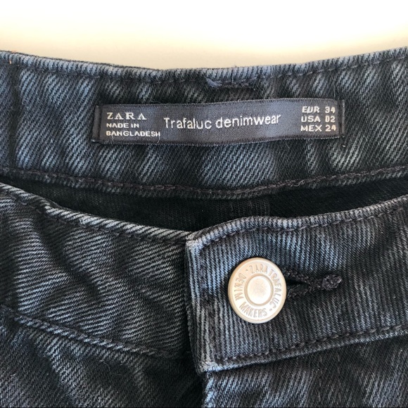 Zara Trafaluc Women's Mom Jeans Black Denim 80s Size 2 - Picture 8 of 10